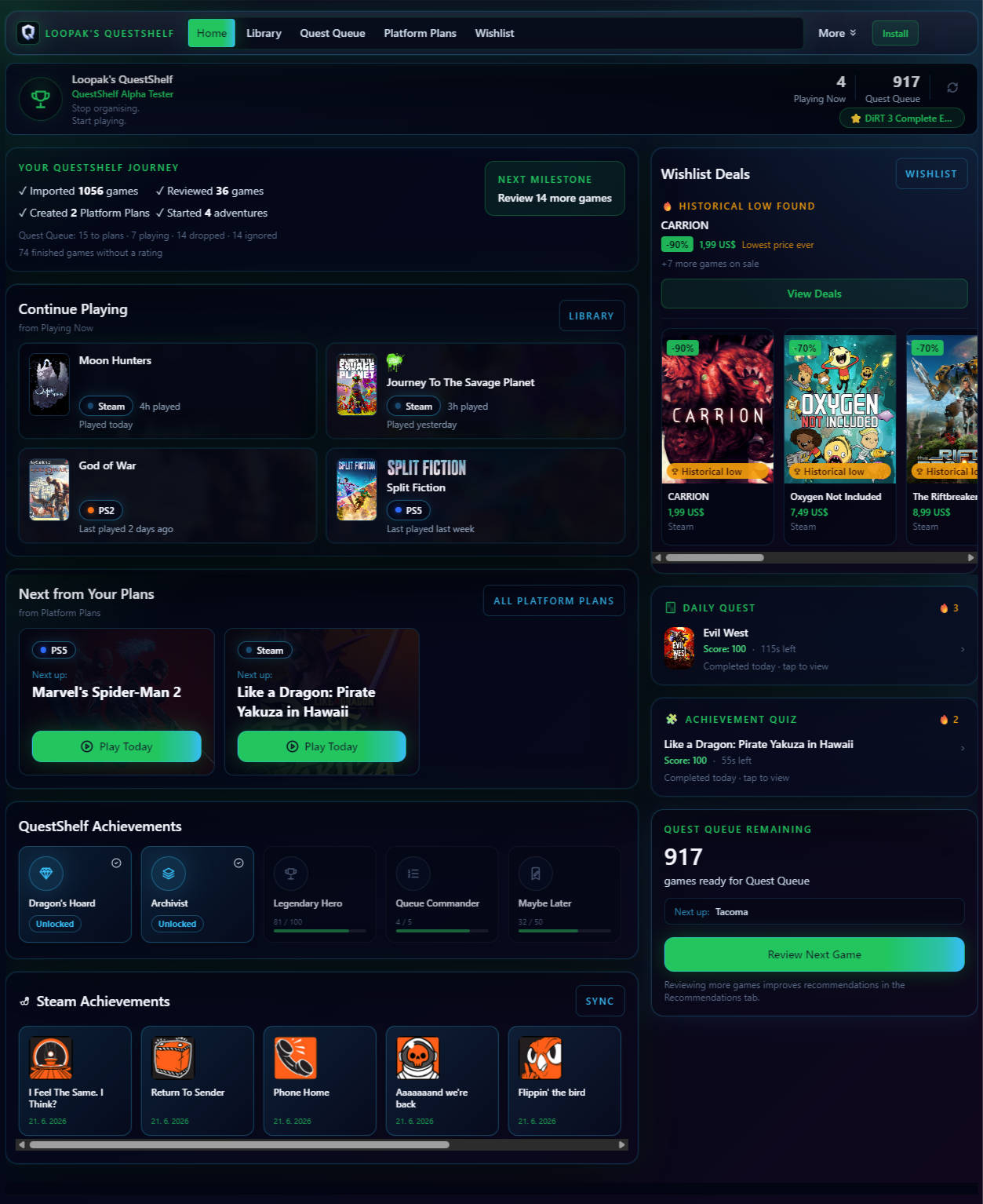 Questory app interface screenshot